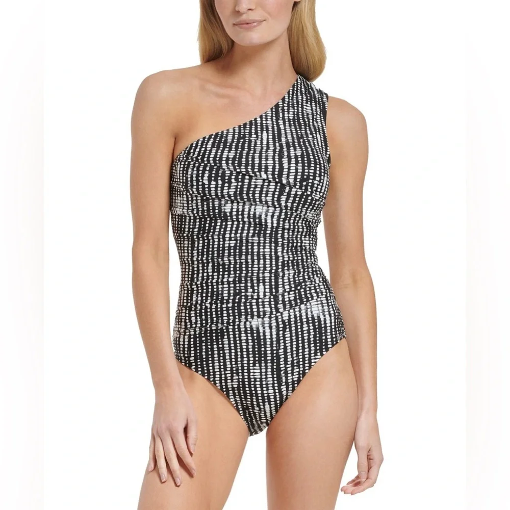 Calvin Klein One Shoulder Slimming Print 1pc Swimsuit‎ 12 Large